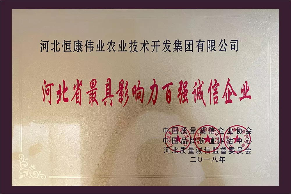 河北省最具影响力百强诚信企业
